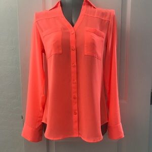 Express Portofino Shirt Neon Coral Roll Tab
